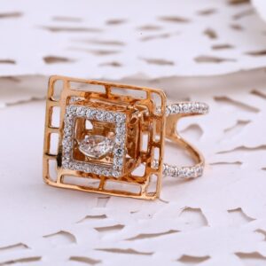 18KT  Rose Gold Fancy Ladies CZ Ring RLR679