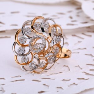 18KT  Rose Gold Designer Ladies CZ Ring RLR676