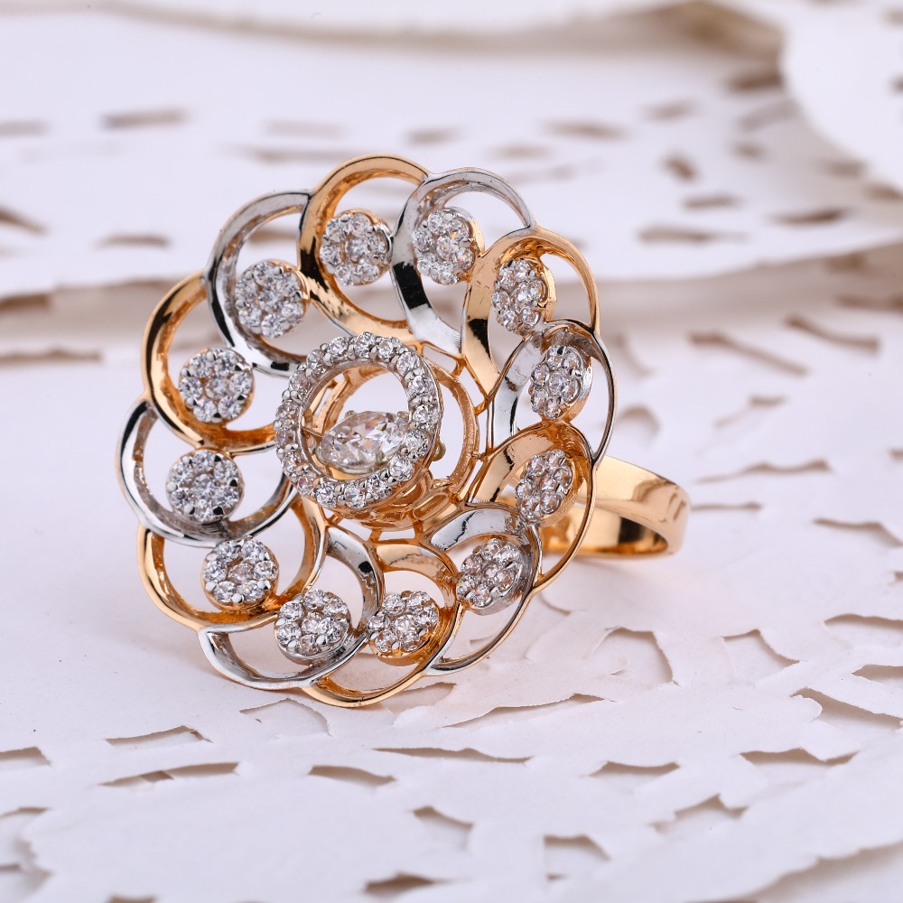 18KT  Rose Gold Designer Ladies CZ Ring RLR676