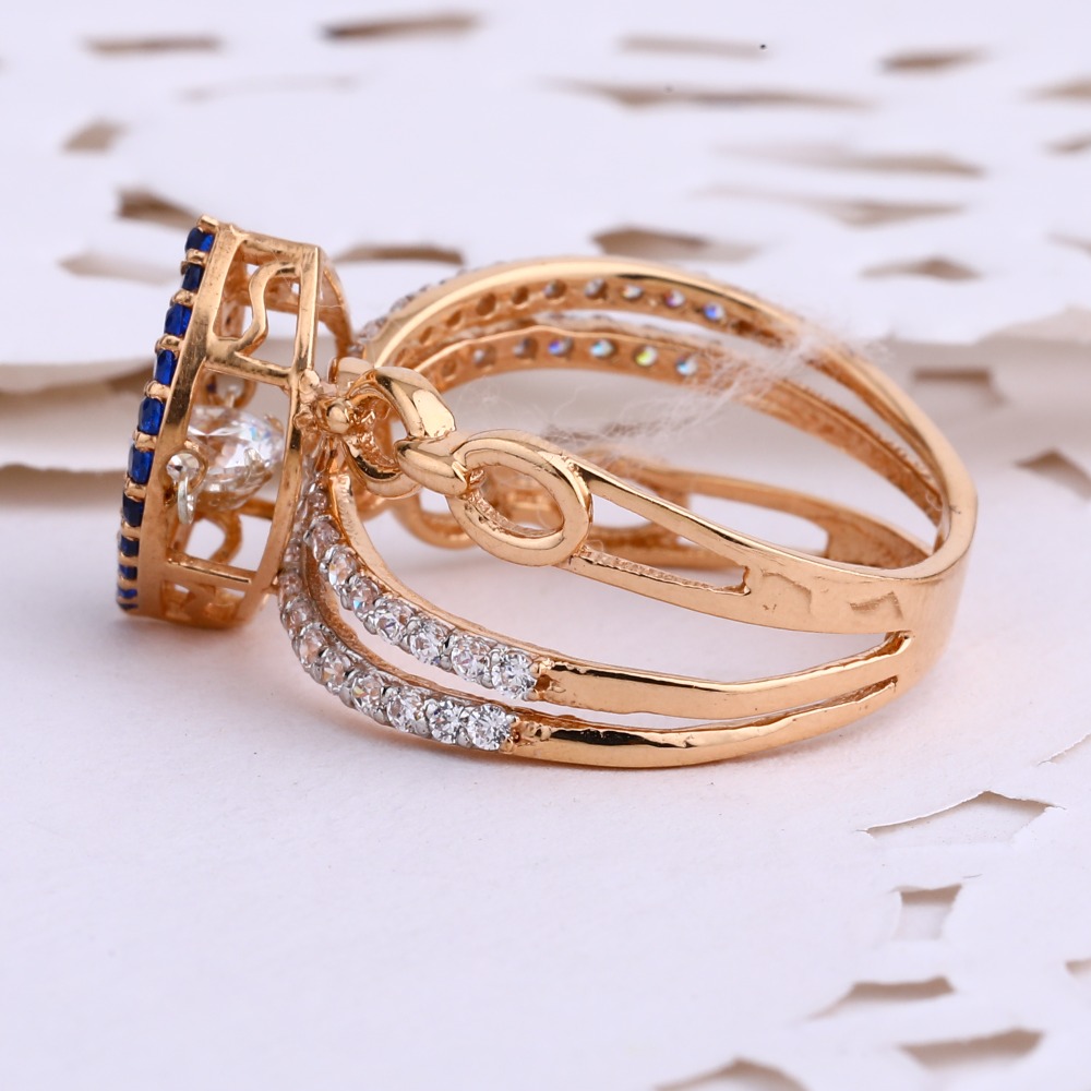 18KT CZ Rose Gold Fancy Ladies Ring RLR663 - Image 2