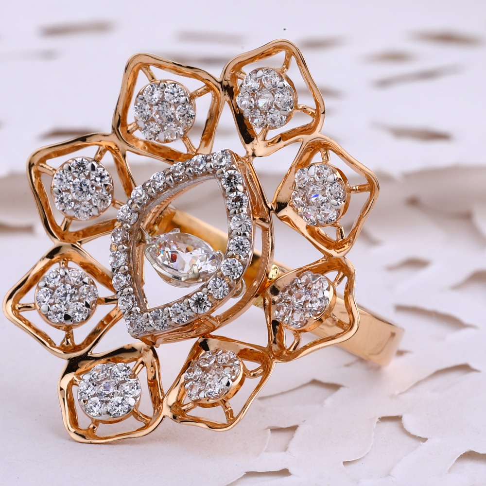 18KT CZ Rose Gold Classic Ladies Ring RLR659