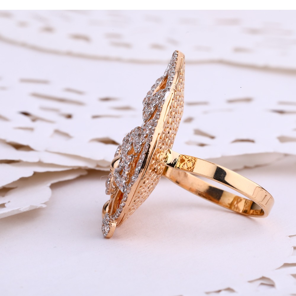 750 Rose Gold stylish Cz Ladies Ring RLR642 - Image 2