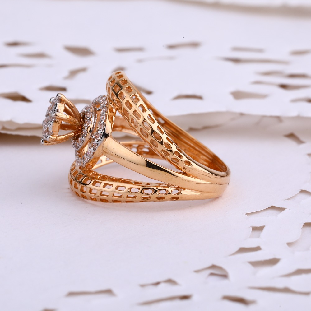 750 Rose Gold Delicate Cz Ladies Ring RLR638 - Image 2