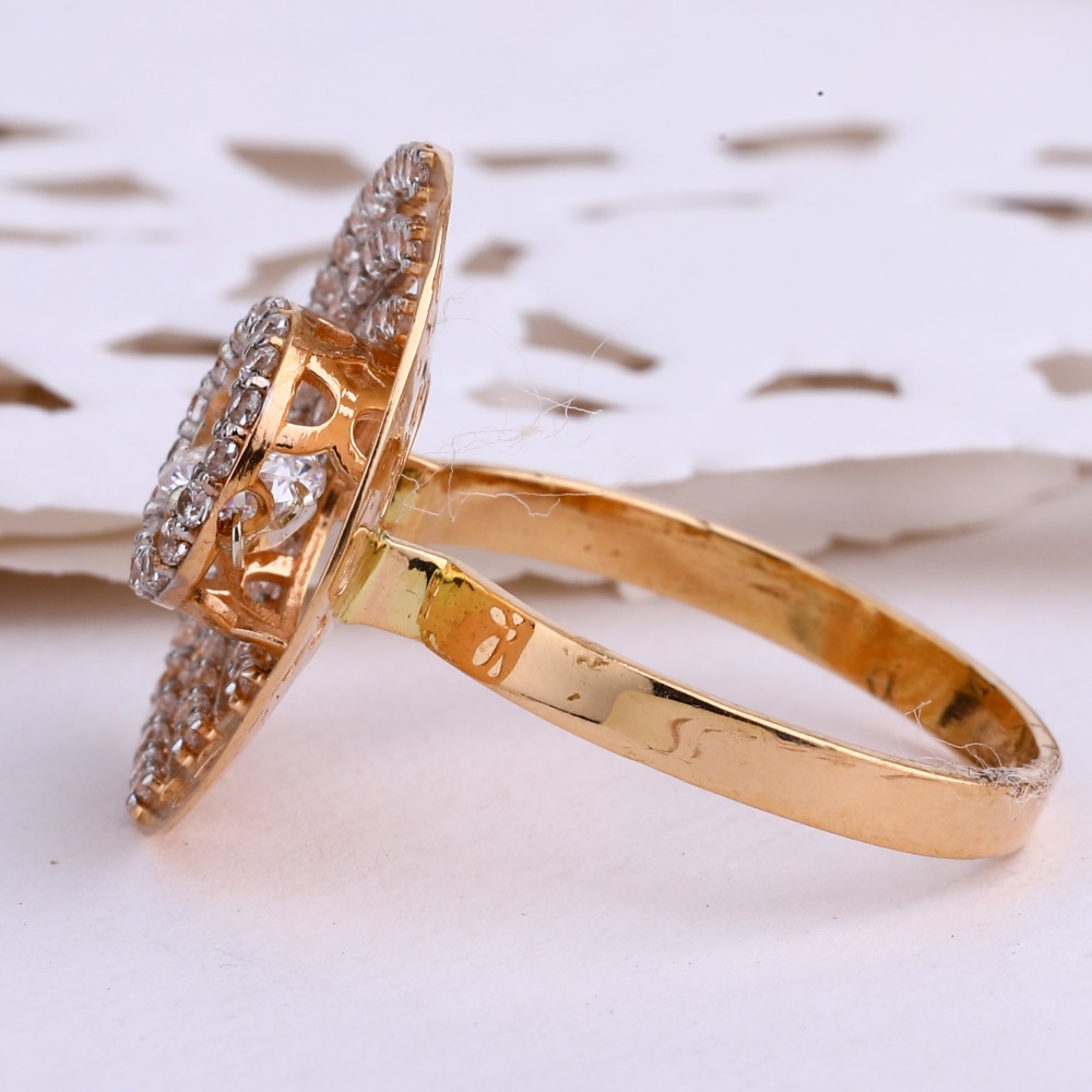 750 Rose Gold Designer Cz Ladies Ring RLR637 - Image 2
