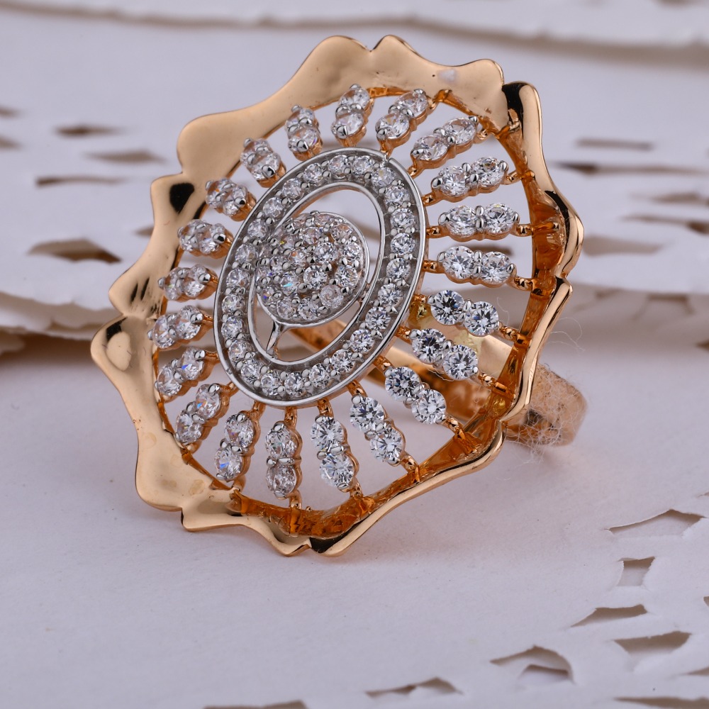 750 Rose Gold Classic Cz Ladies Ring RLR636