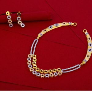 22KT Cz Ladies Gold Delicate Necklace Set LN59