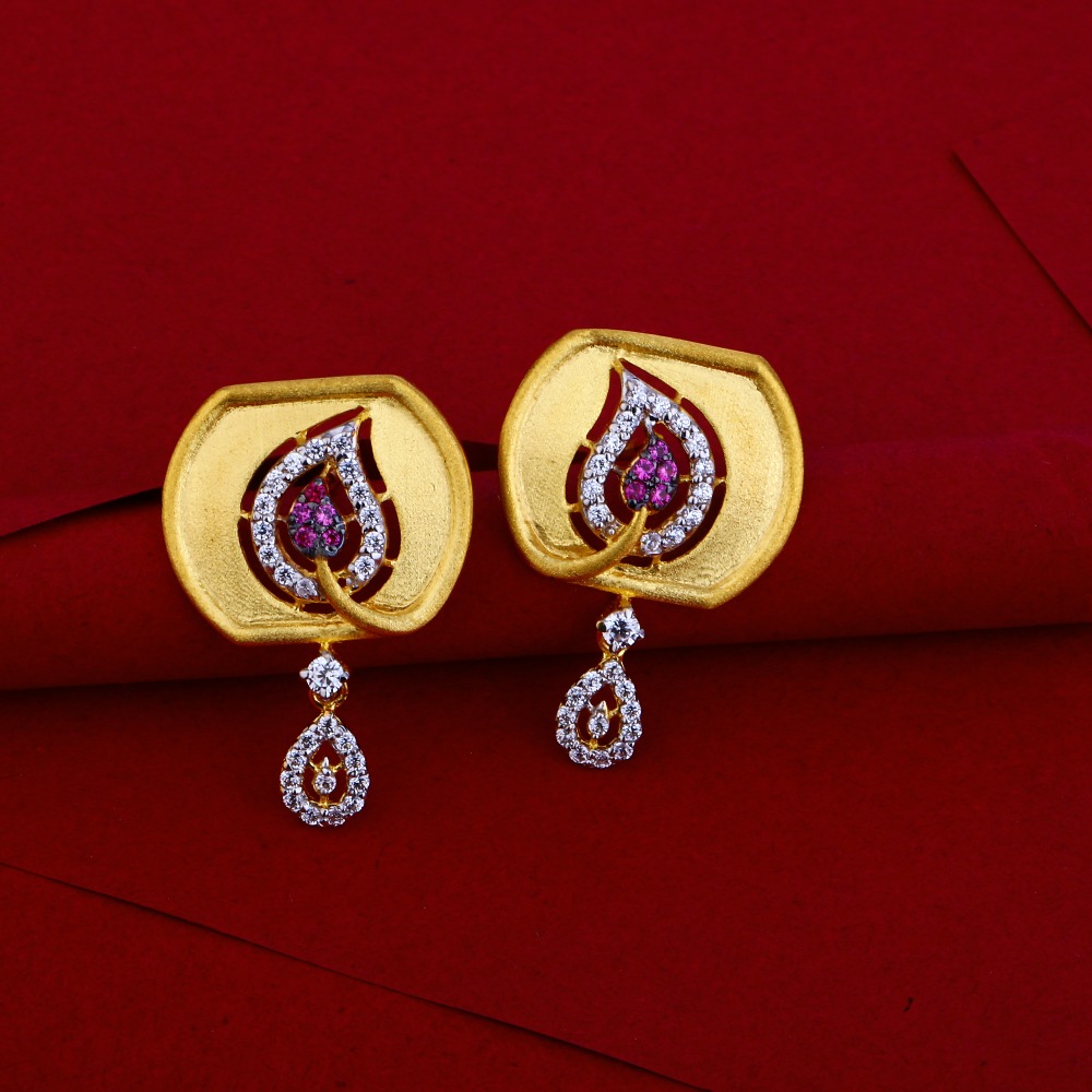 22KT Cz Ladies Gold Designer Necklace Set LN58 - Image 3