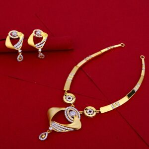 22KT Cz Ladies Gold Necklace Set LN56