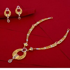 22KT Gold Hallmark  fancy CZ Necklace Set LN53