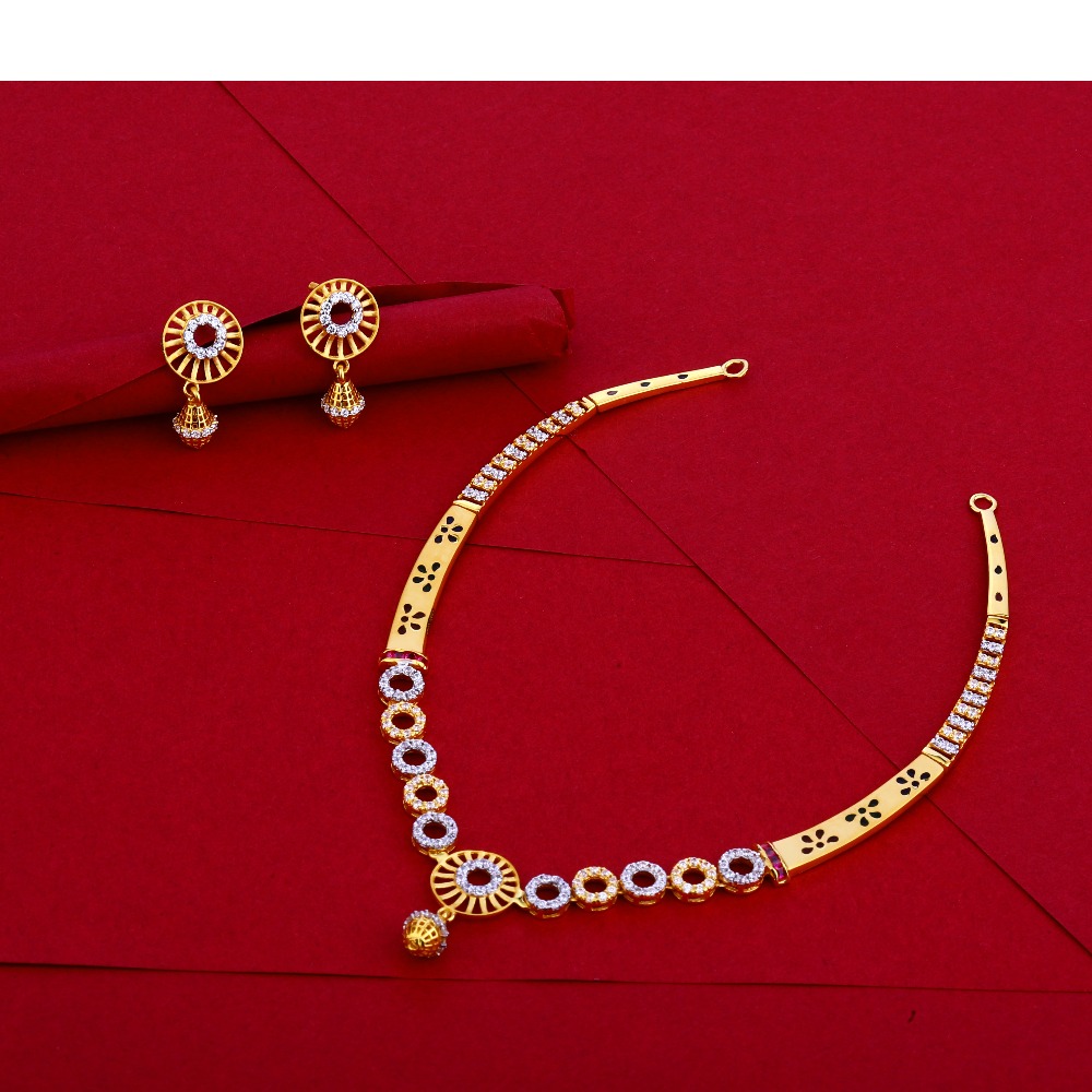 22KT Gold Hallmark Delicate CZ Necklace Set LN51