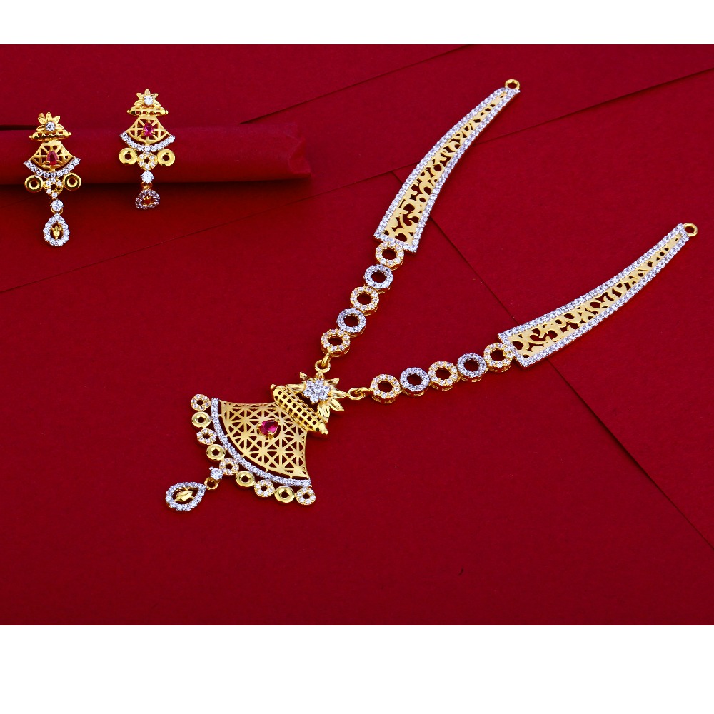 22KT Gold Hallmark Designer CZ Necklace Set LN45