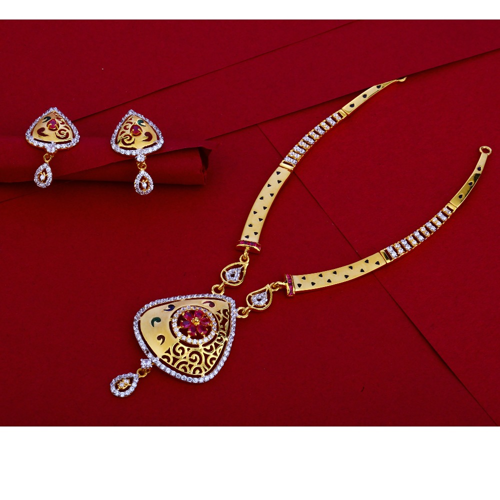 22KT Gold Hallmark Classic CZ Necklace Set LN46