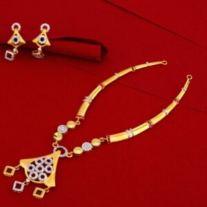 916 CZ Ladies Delicate Gold Necklace Set LN107