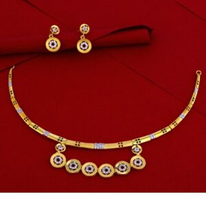 916 Gold CZ Hallmark Fancy Necklace Set LN93