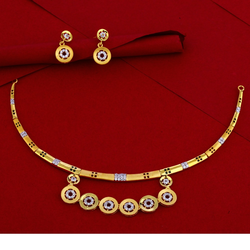 916 Gold CZ Hallmark Fancy Necklace Set LN93