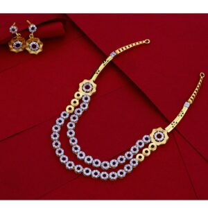 916 CZ Gold  Designer Hallmark Necklace Set LN22