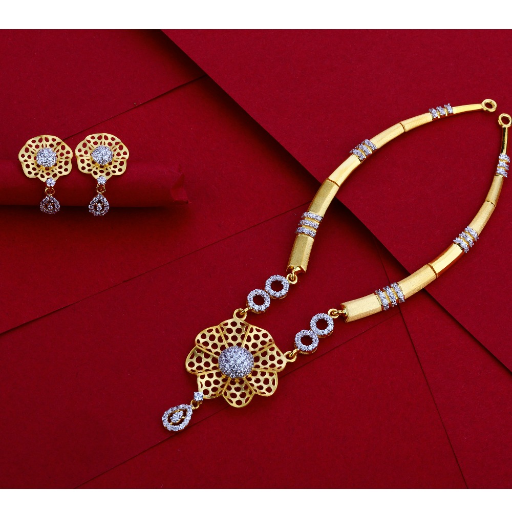 22CT Gold CZ Designer Ladies Necklace Set LN06