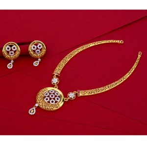 22KT Gold CZ Designer Ladies Necklace Set LN64