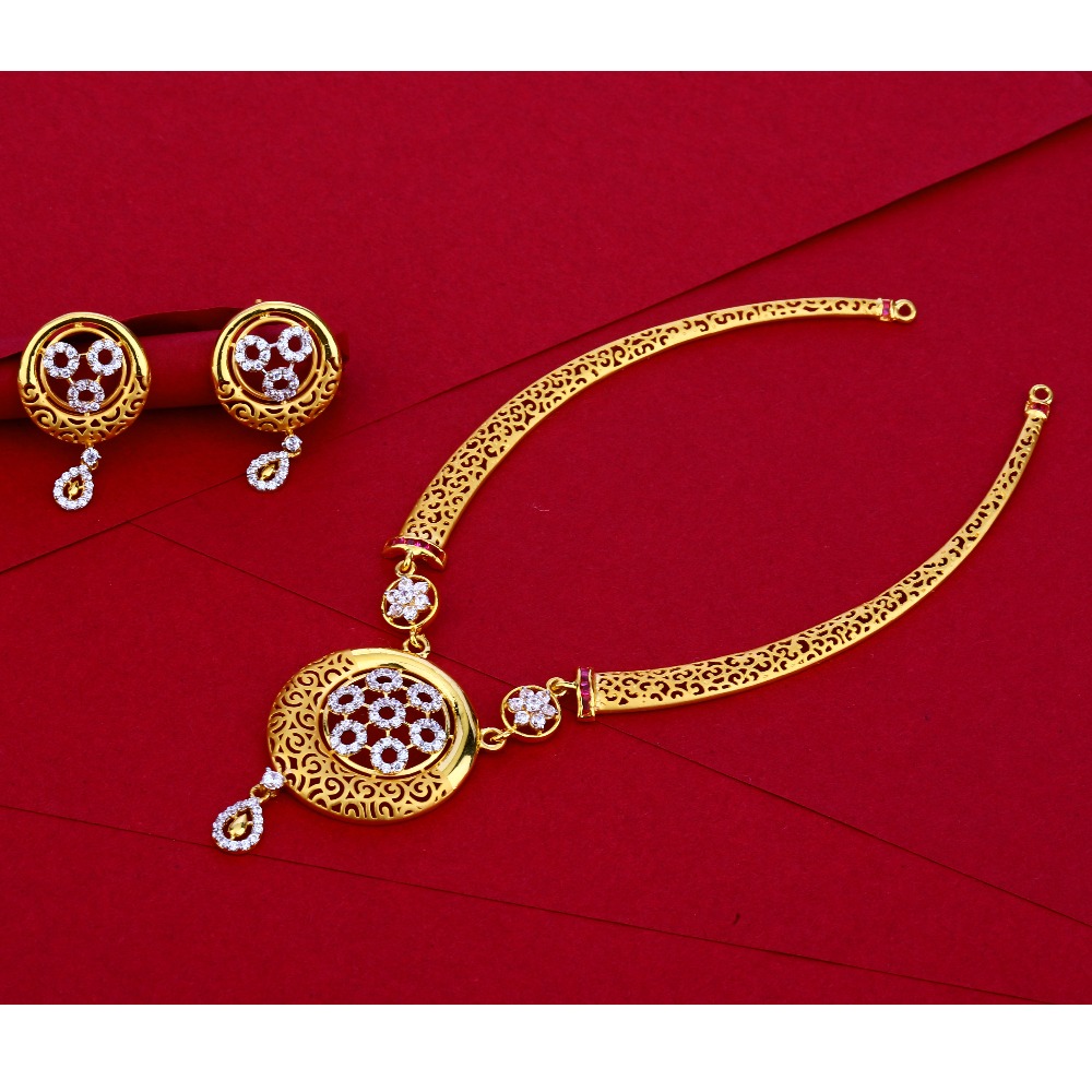 22KT Gold CZ Designer Ladies Necklace Set LN64