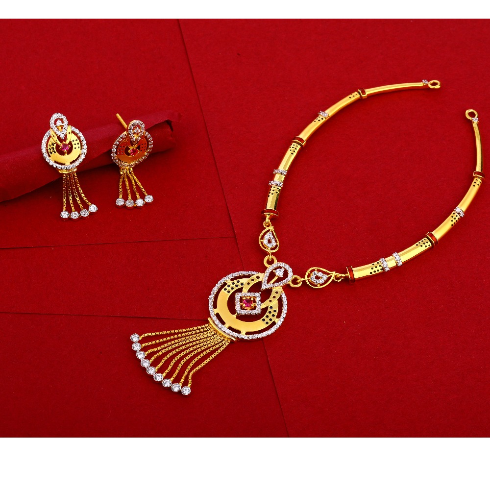 22KT Gold CZ Classic Ladies Necklace Set LN190