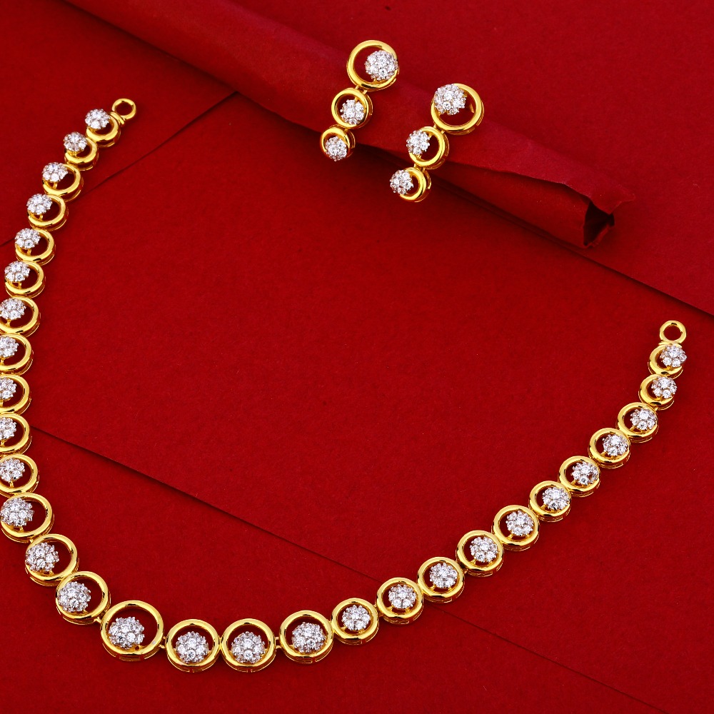 916 Gold CZ Ladies Necklace Set LN205