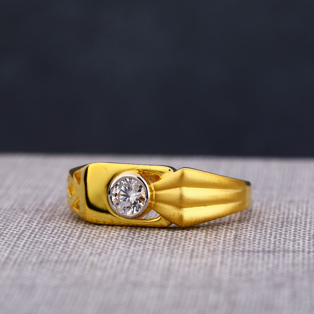 22KT Gold Men's Delicate Hallmark Stone Ring MSR116