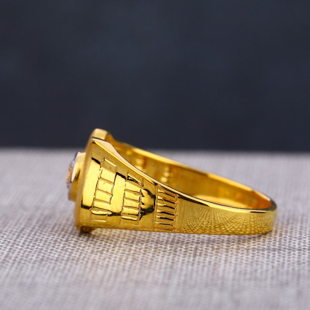 22KT Gold Men's Classic Hallmark Stone Ring MSR114 - Image 2