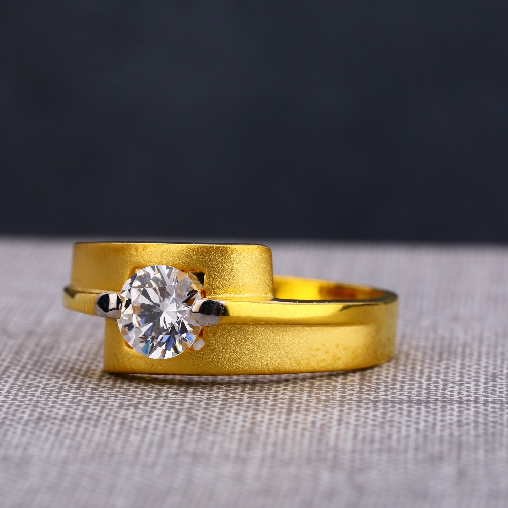 22KT Gold Men's Delicate Single Stone Ring MSR108