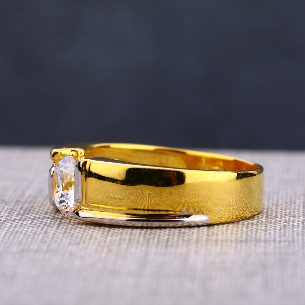 22KT Gold Men's Designer Single Stone Ring MSR107 - Image 2