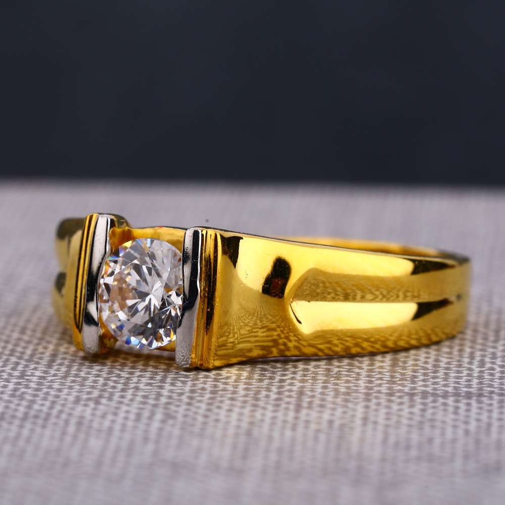 916 Gold Gentlemen's fancy Hallmark  Single Stone Ring MSR102