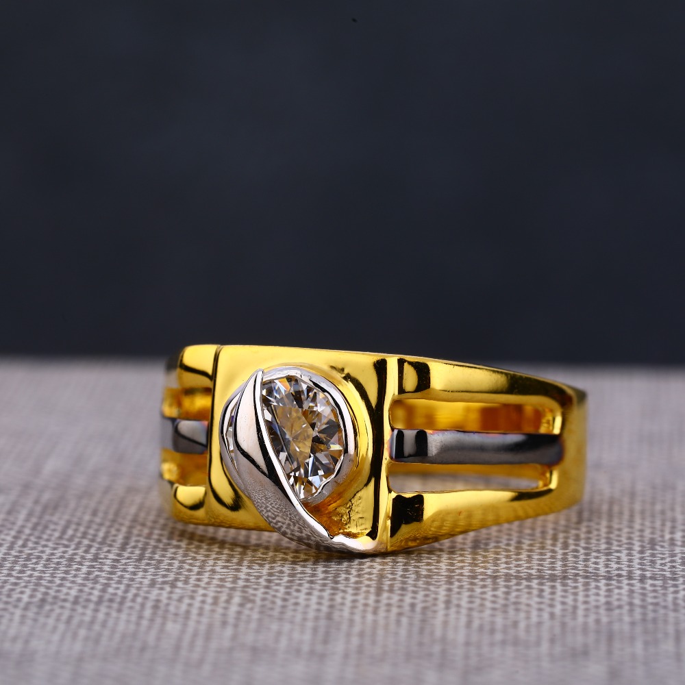 916 Gold Gentlemen's exclusive Hallmark  Single Stone Ring MSR101