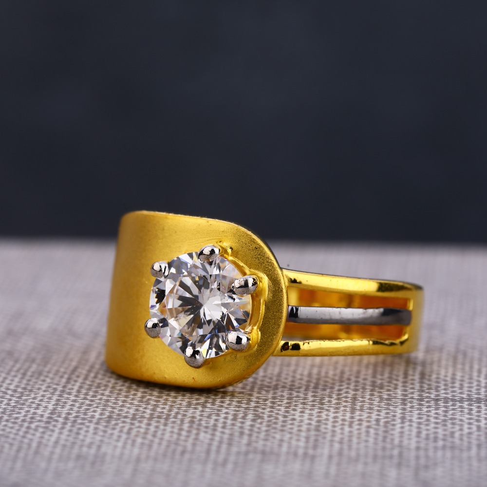 916 Gold Men's Delicate Single Stone Ring MSR92