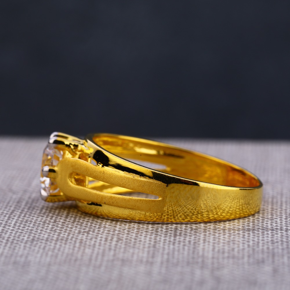916 Gold Men's Classic Single Stone Ring MSR90 - Image 2