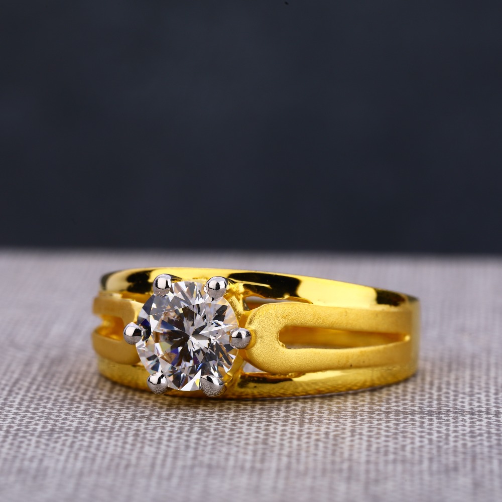 916 Gold Men's Classic Single Stone Ring MSR90