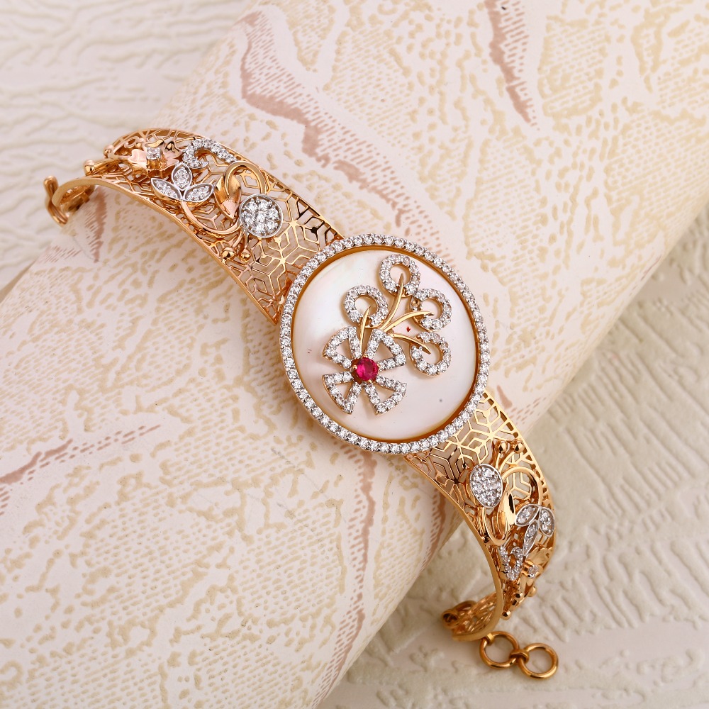 18ct Rose Gold CZ stylish Ladies Kada Bracelet  RLKB162