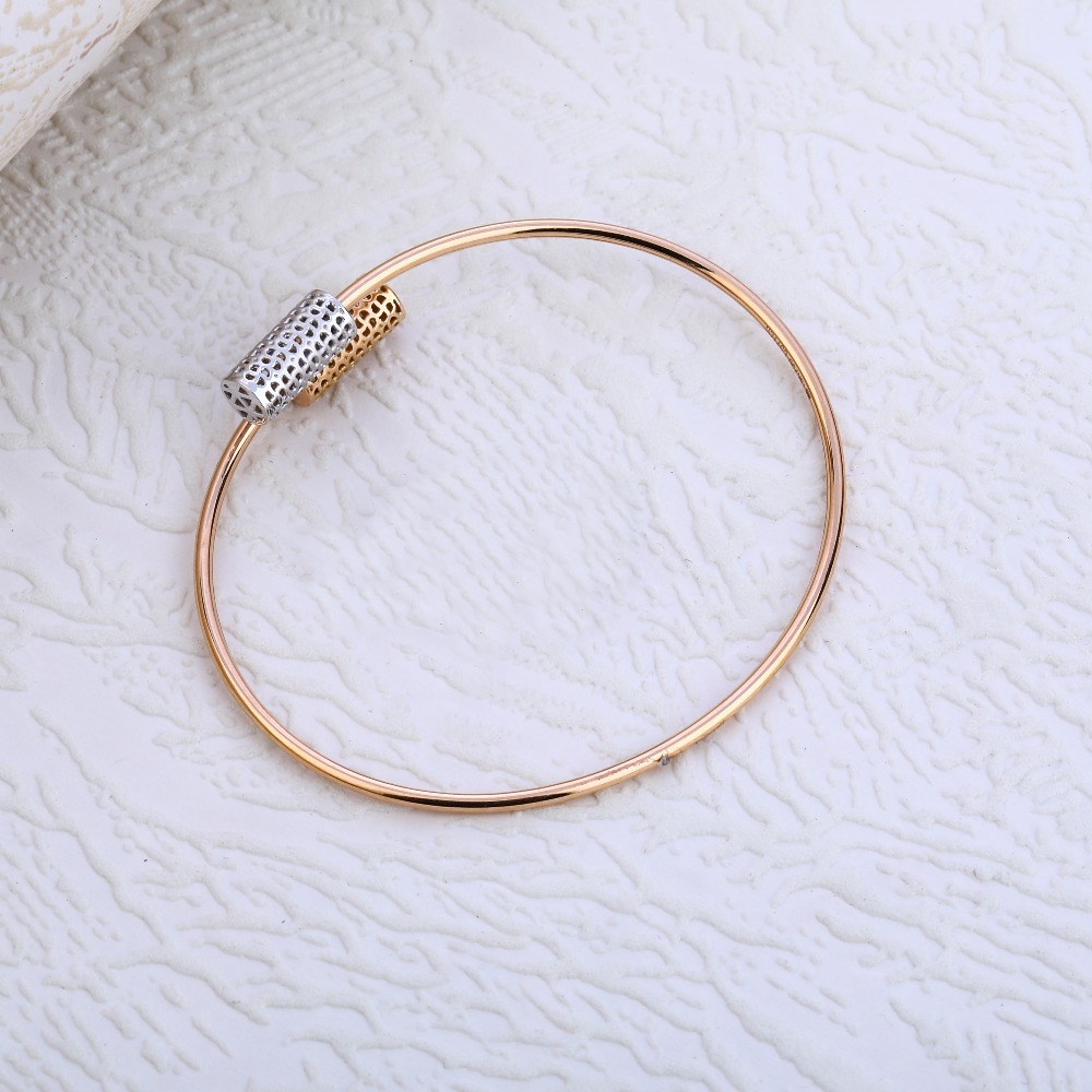 18ct Rose Gold CZ Classic Ladies Kada Bracelet RLKB262 - Image 2