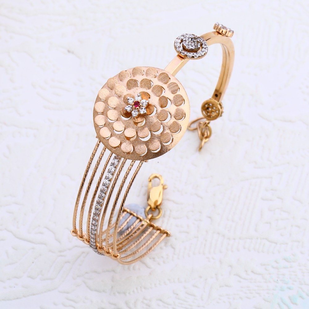 18ct Rose Gold CZ Ladies Kada Bracelet  RLKB157
