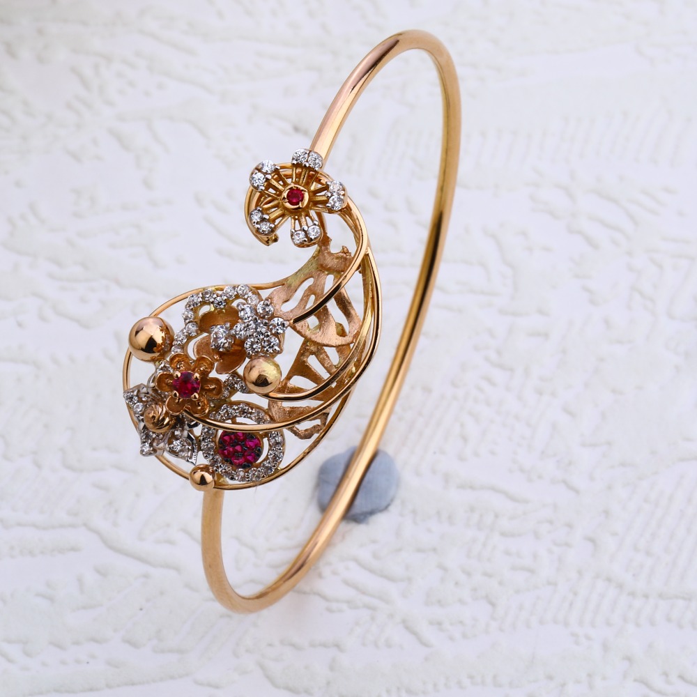 18CT Rose Gold Gorgeous Ladies CZ Bracelet  Kada RLKB149