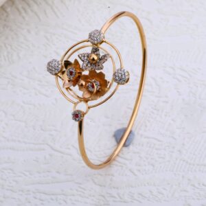18CT Rose Gold Fancy Ladies CZ Bracelet  Kada RLKB148