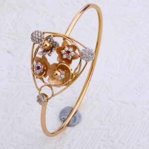 18CT Rose Gold Designer Ladies CZ Bracelet  Kada RLKB145