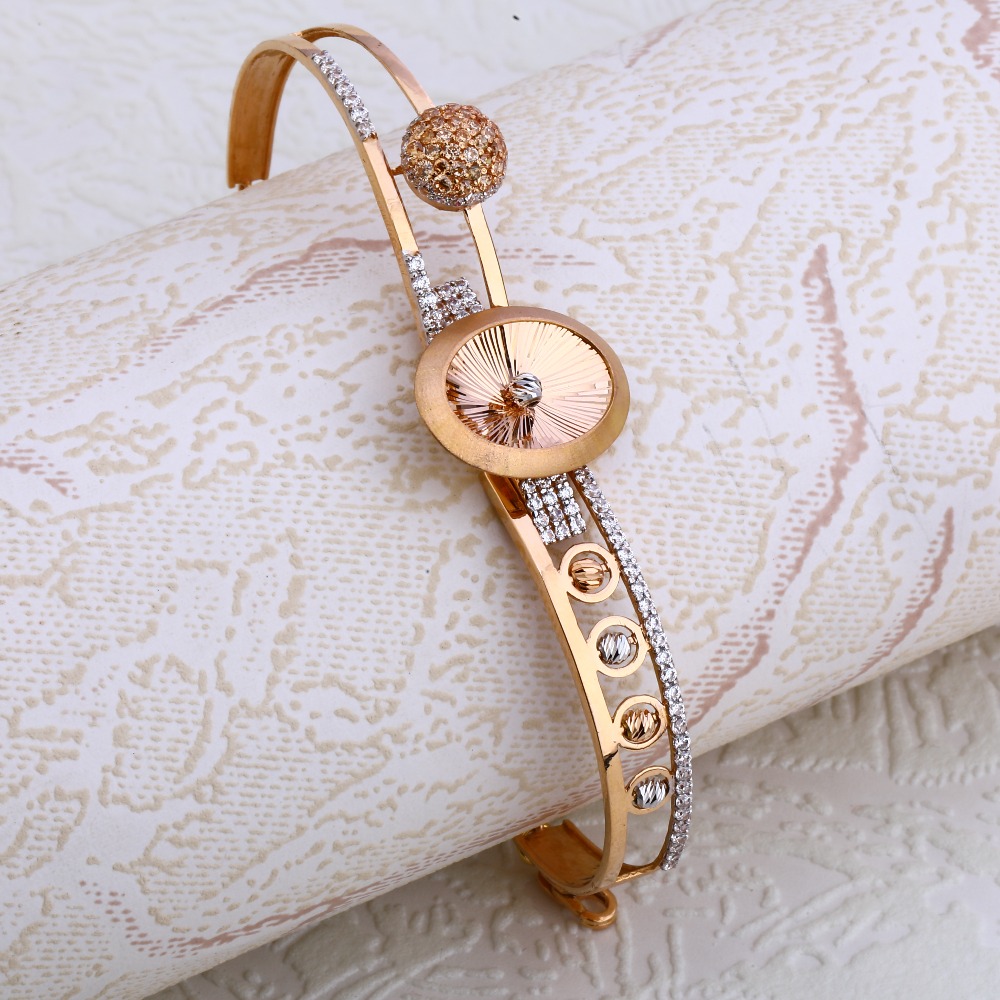 18CT Rose Gold Classic Ladies CZ Bracelet  Kada RLKB144