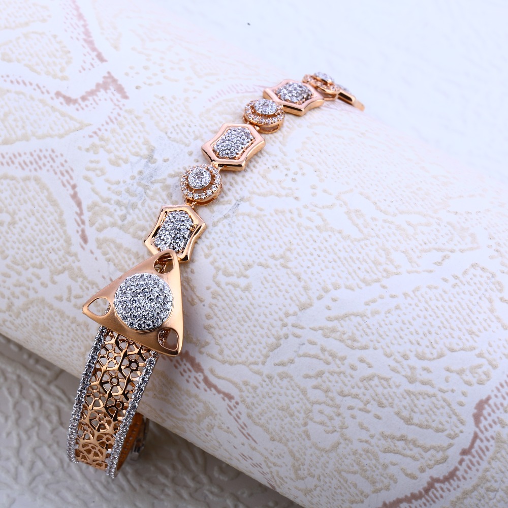 750 CZ Rose Gold Fancy Women's  Bracelet RLKB196
