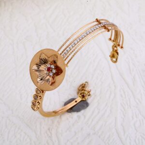 750 CZ Rose Gold Fancy Women's Kada  Bracelet RLKB138