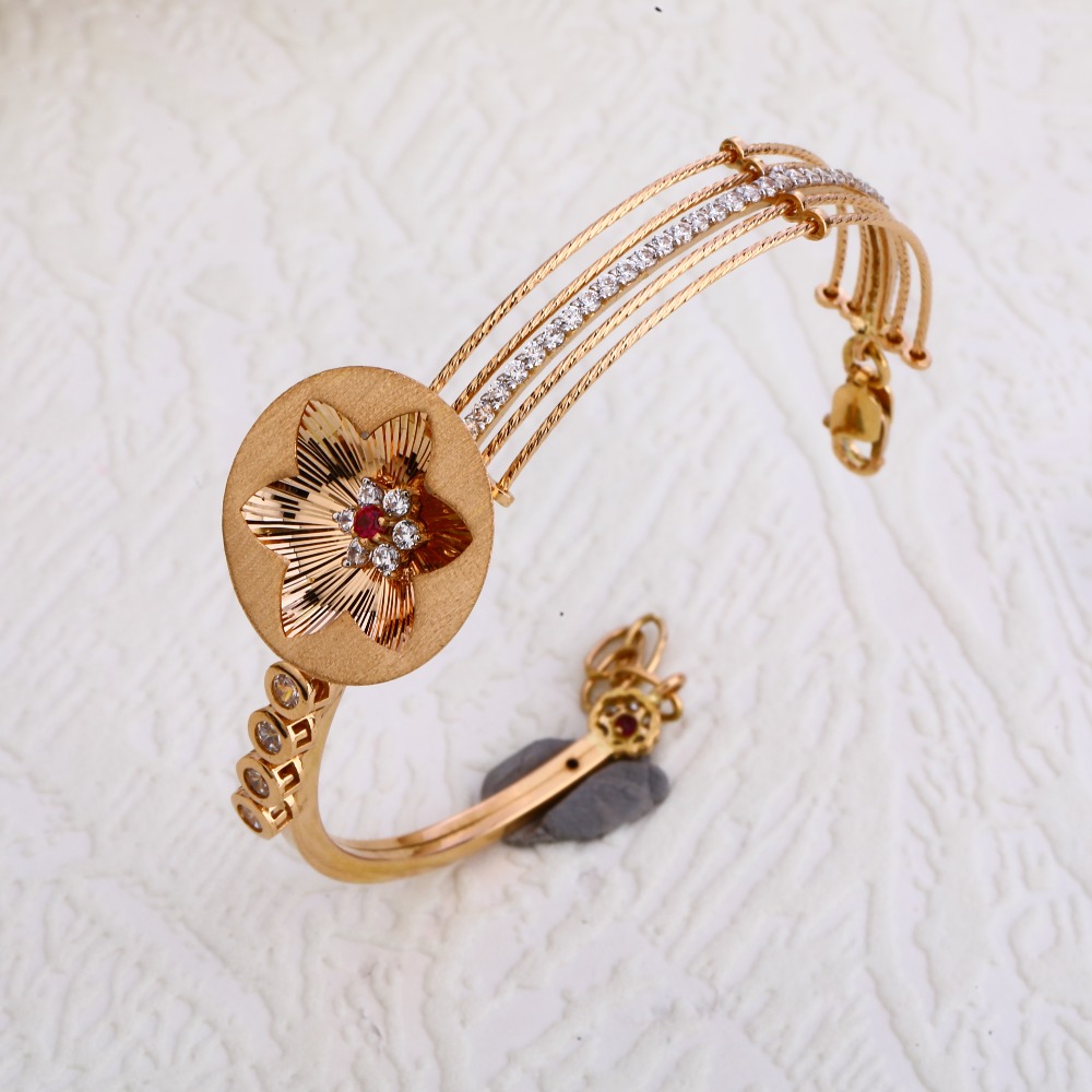 750 CZ Rose Gold Fancy Women's Kada  Bracelet RLKB138