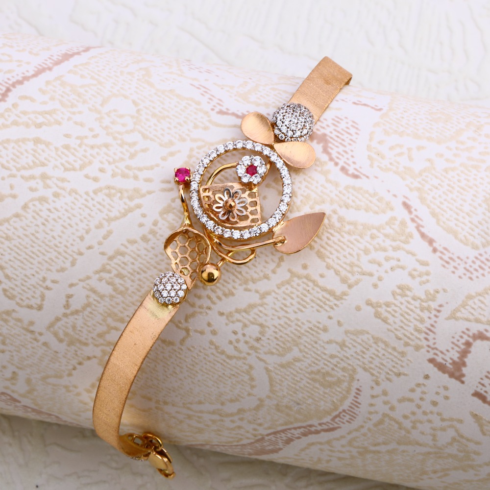 750 CZ Rose Gold Delicate Women's Kada  Bracelet RLKB137