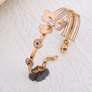 750 CZ Rose Gold Designer Women's Kada  Bracelet RLKB136