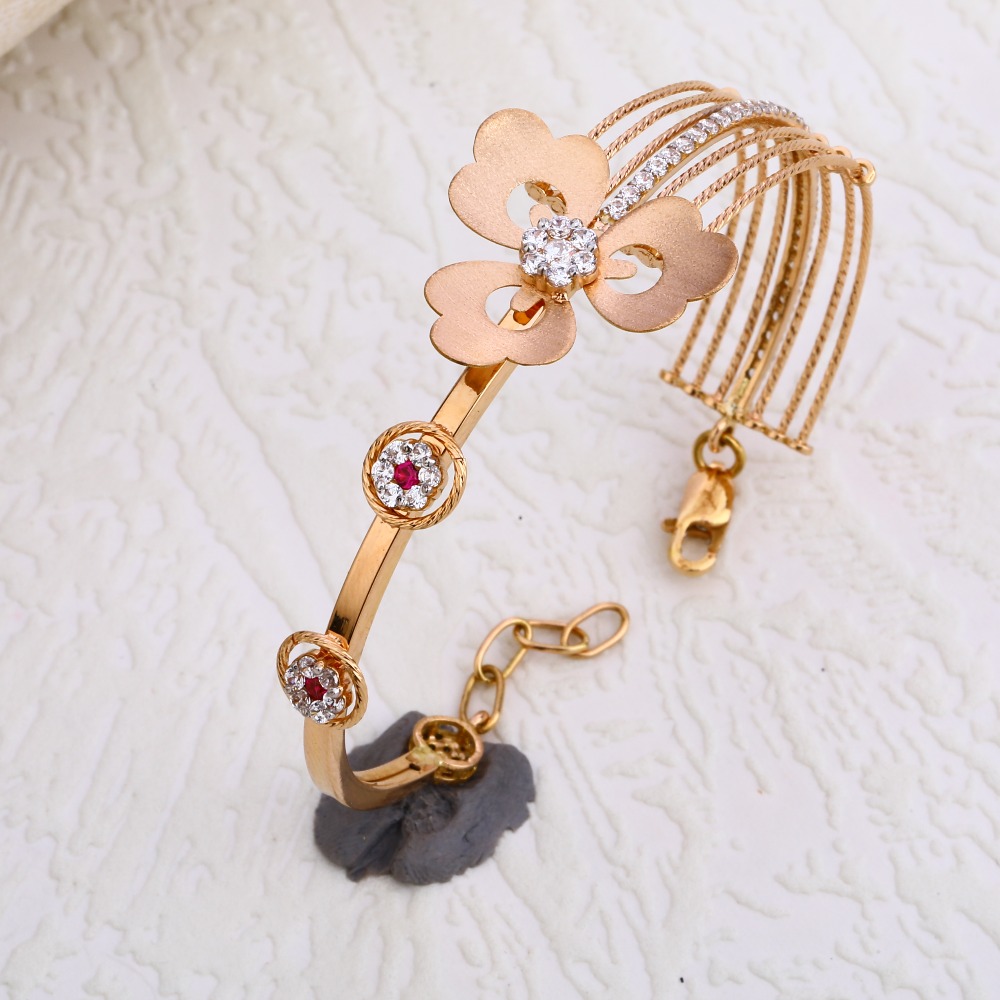 750 CZ Rose Gold Designer Women's Kada  Bracelet RLKB136