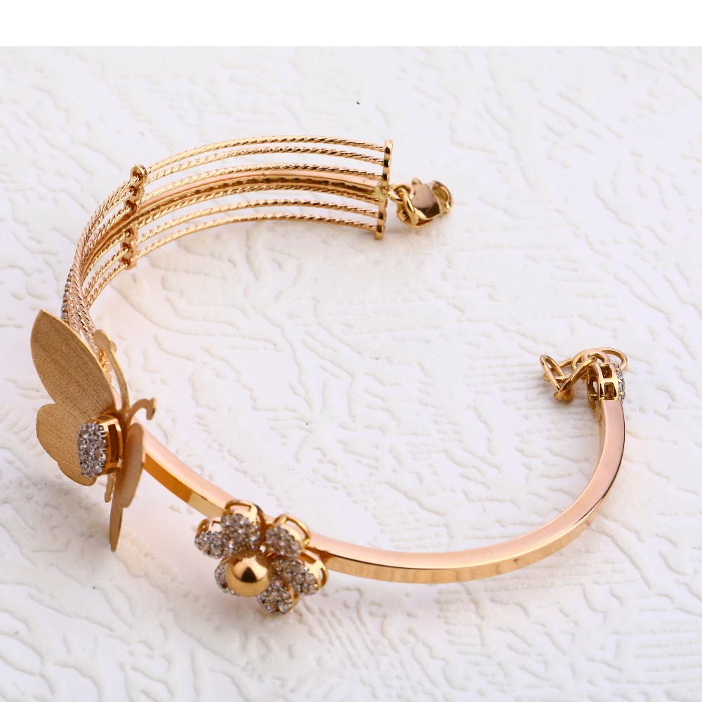 750 CZ Rose Gold Classic Women's Kada Bracelet RLKB135 - Image 2