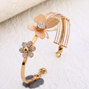 750 CZ Rose Gold Classic Women's Kada  Bracelet RLKB135