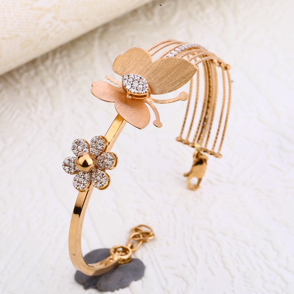 750 CZ Rose Gold Classic Women's Kada  Bracelet RLKB135